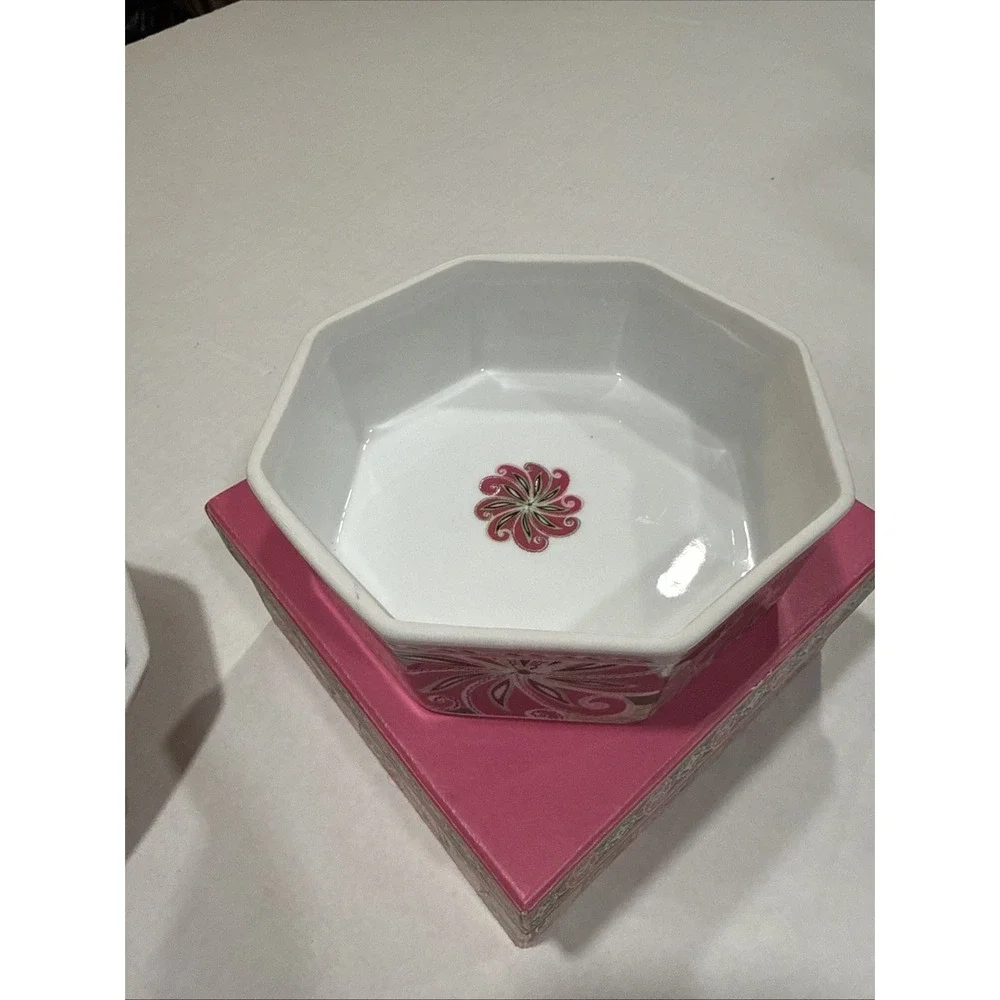 Vera Bradley Ceramic PINWHEEL PINK Trinket Box &Lid Andrea by Sadek